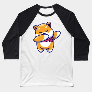 Cute baby shiba inu dog dabbing cartoon Baseball T-Shirt